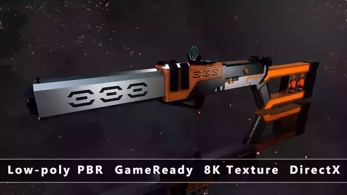 Future Sci-Fi Blaster Shotgun Game-Ready Low-poly 3D model