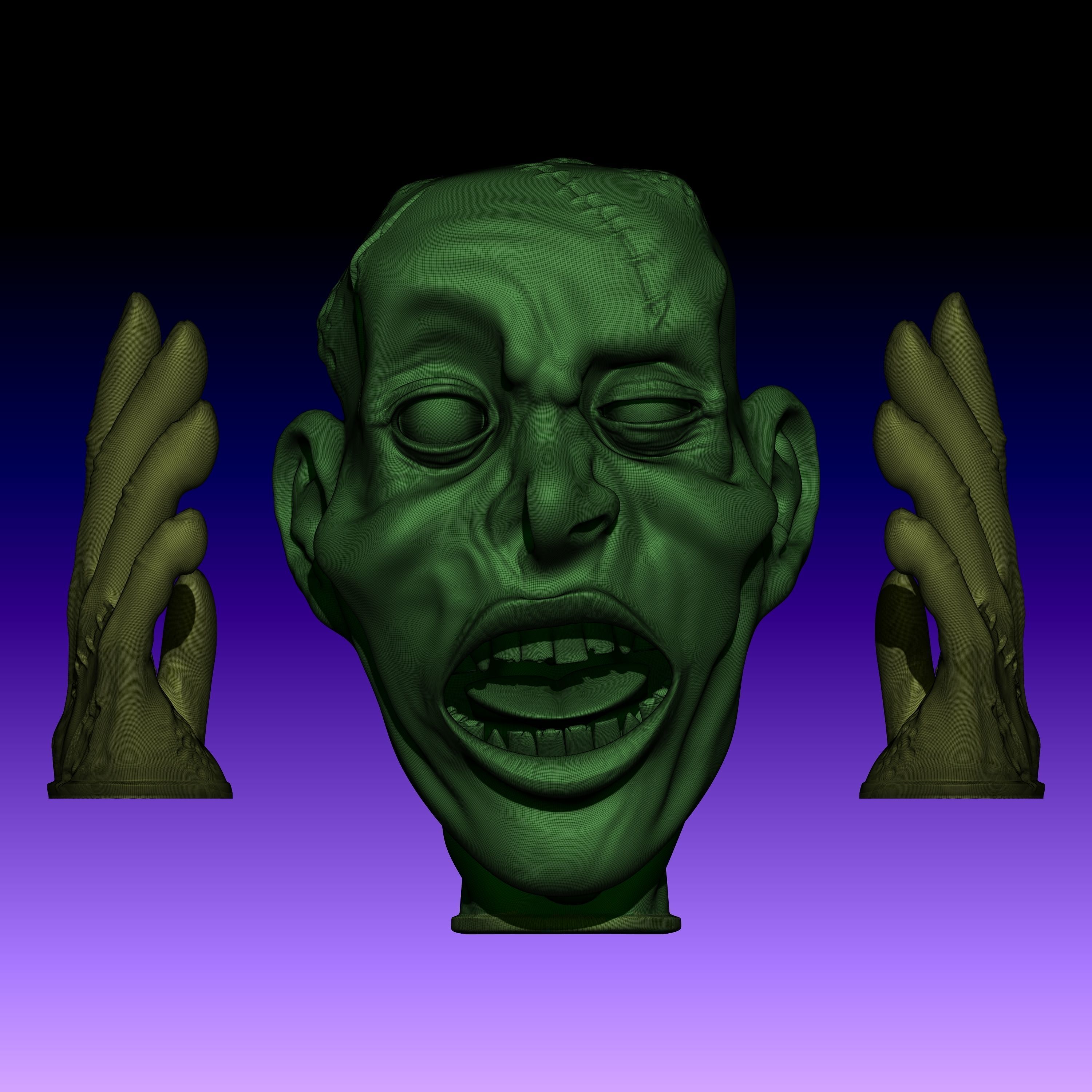 Titere de guante de zombie 001 Zombie glove puppet 001 Free 3D print model_7