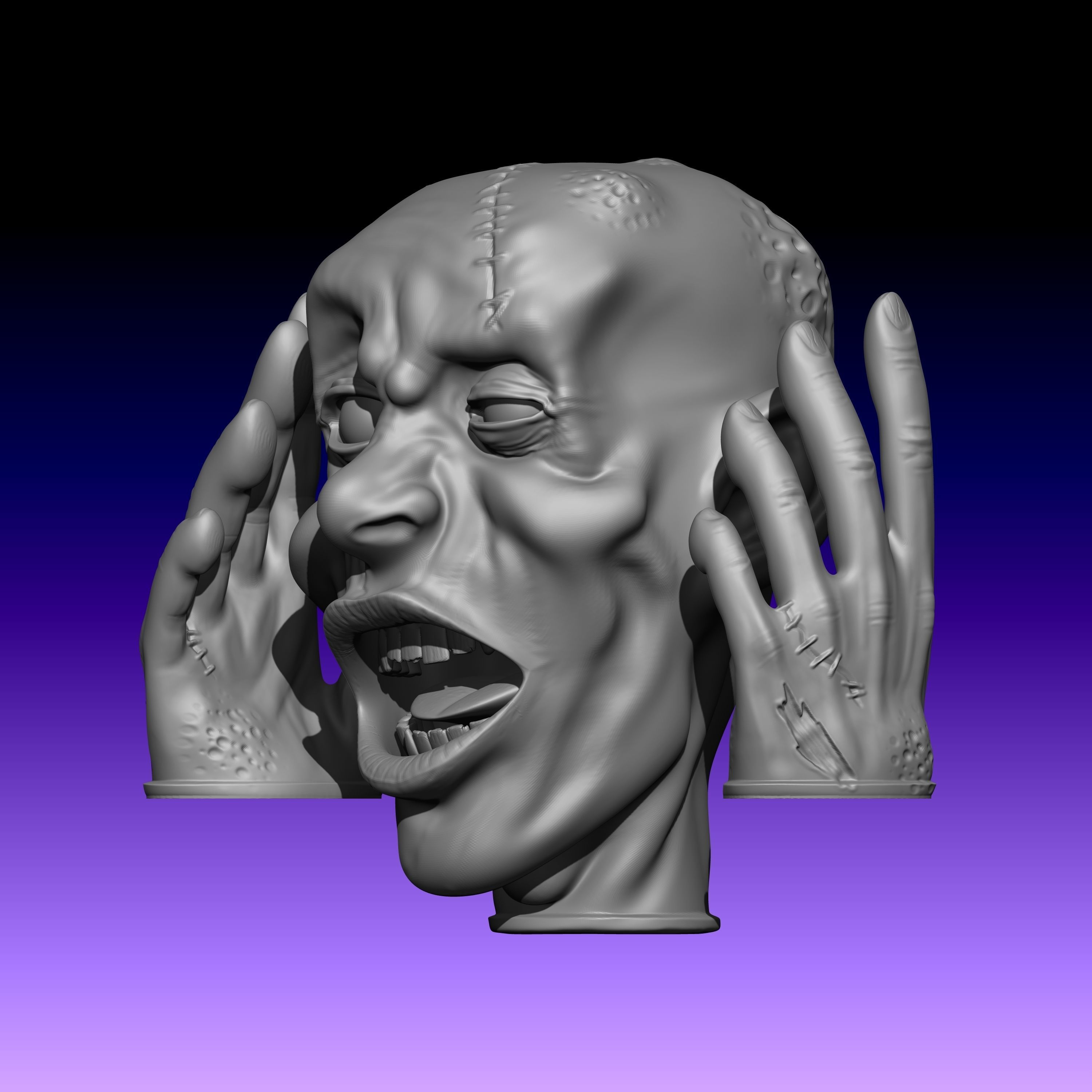 Titere de guante de zombie 001 Zombie glove puppet 001 Free 3D print model_2