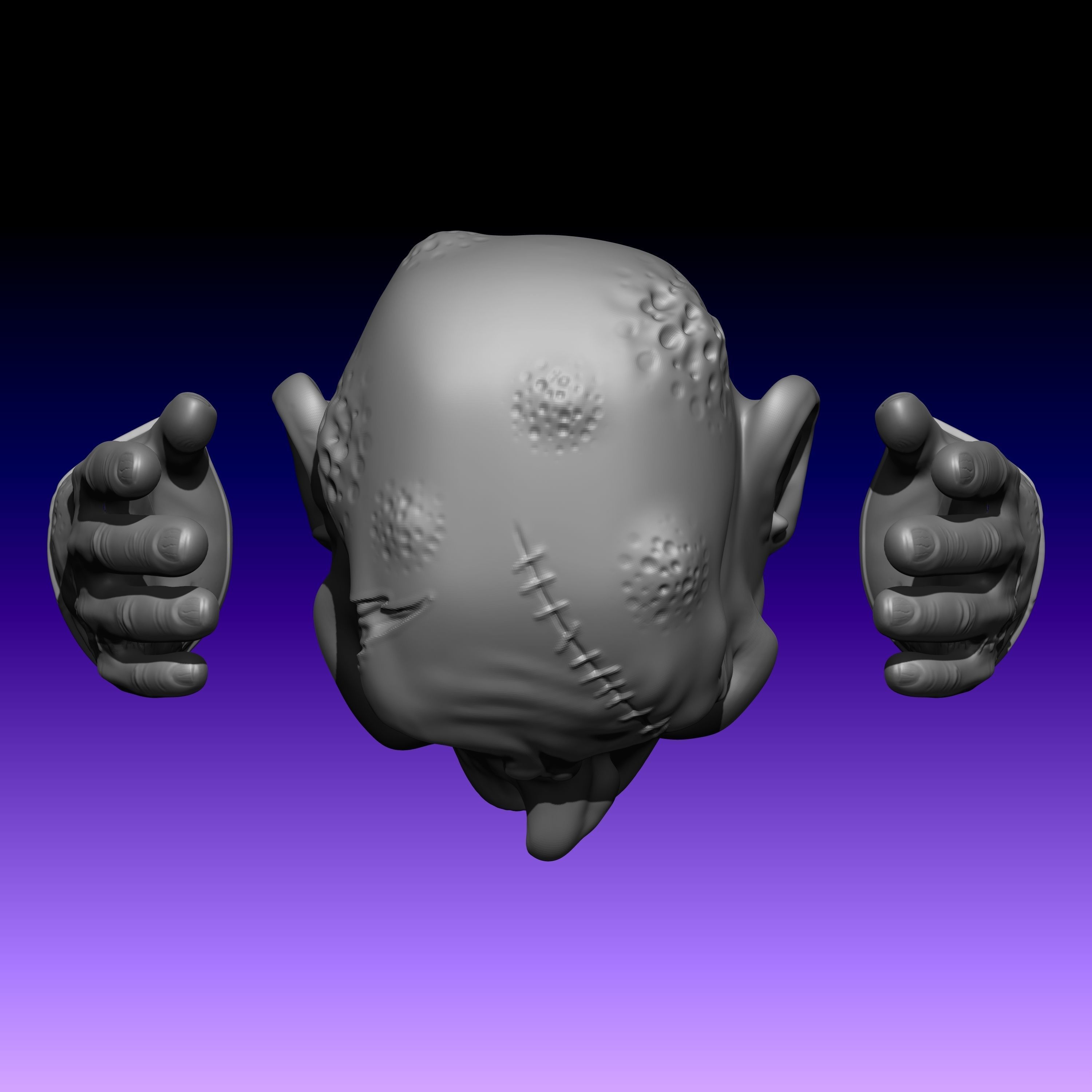 Titere de guante de zombie 001 Zombie glove puppet 001 Free 3D print model_5