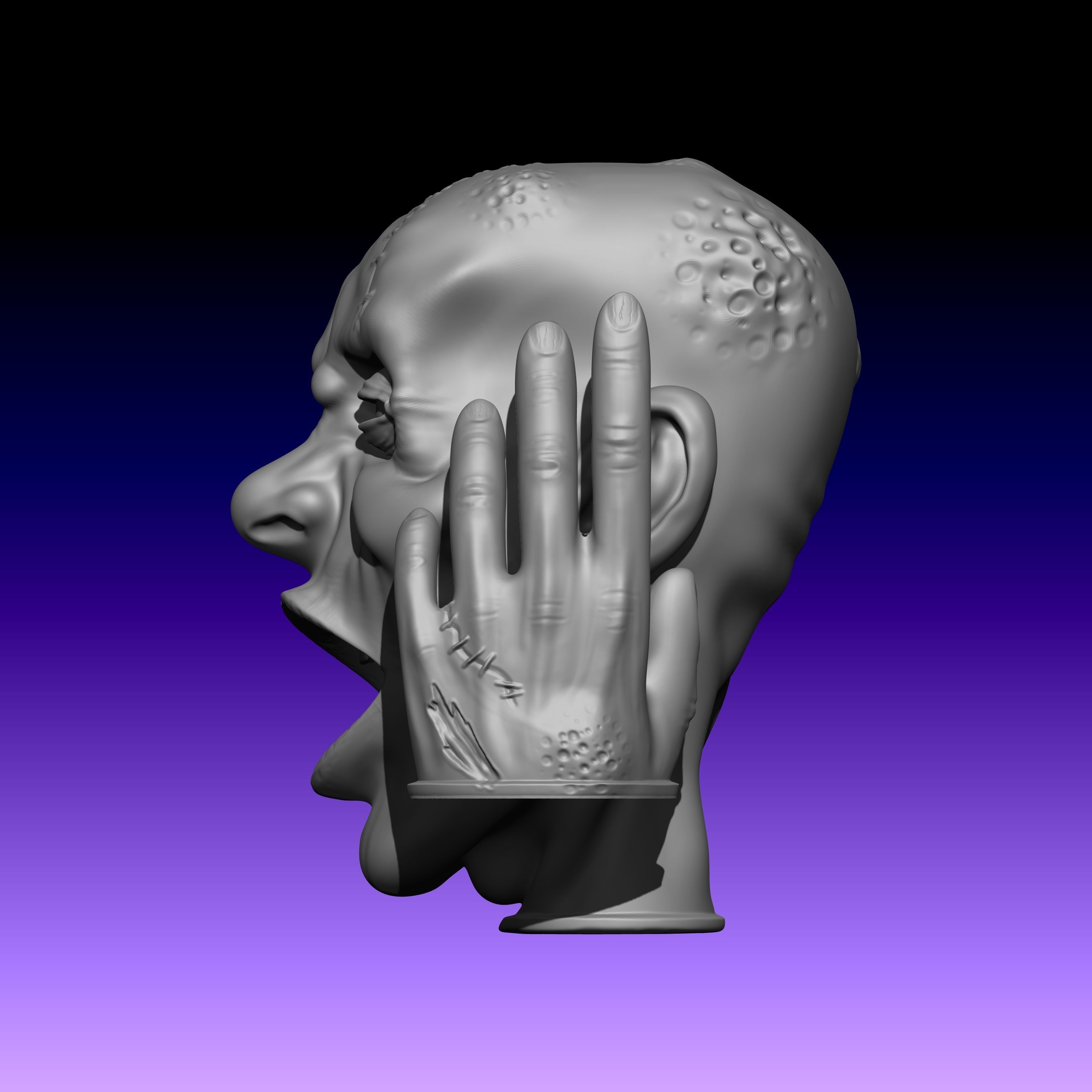 Titere de guante de zombie 001 Zombie glove puppet 001 Free 3D print model_3