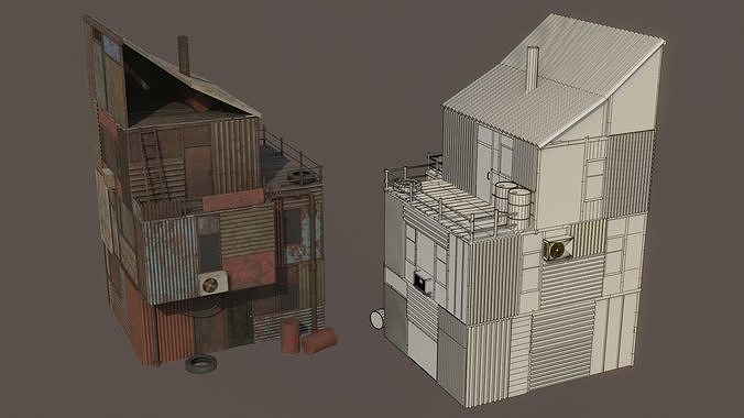 Shanty Town Low-poly 3D model 5