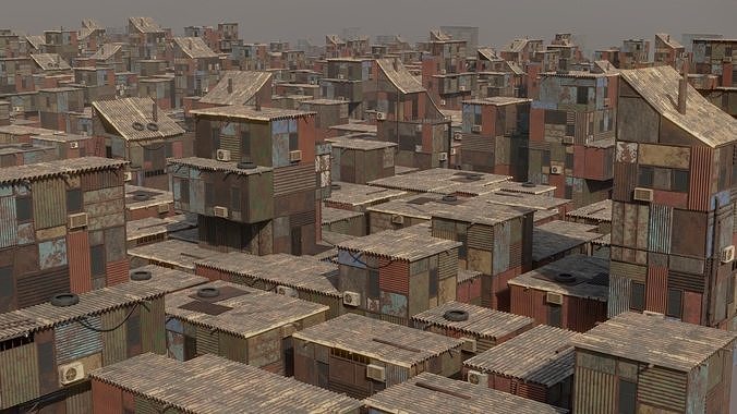 Shanty Town Low-poly 3D model 2