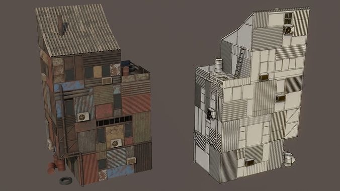 Shanty Town Low-poly 3D model 6