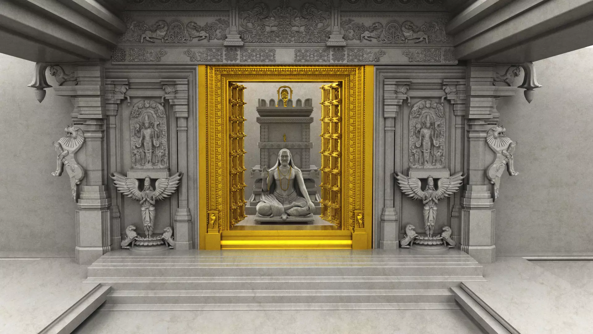 swami raghavendra temple 2 3D model_0