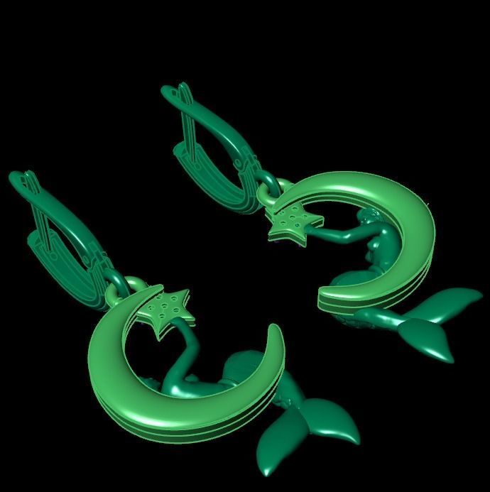 Mermaid earrings and pendants 3D print model_14