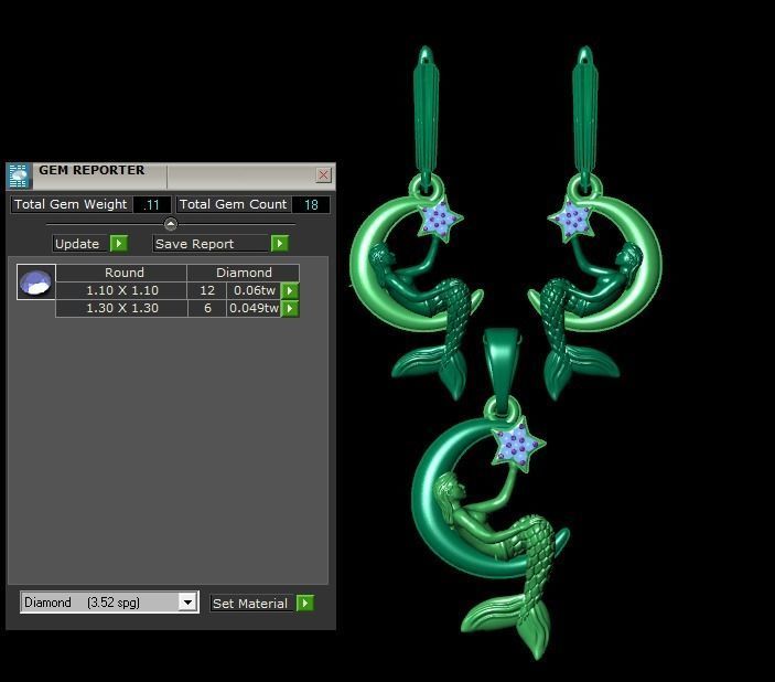 Mermaid earrings and pendants 3D print model_16