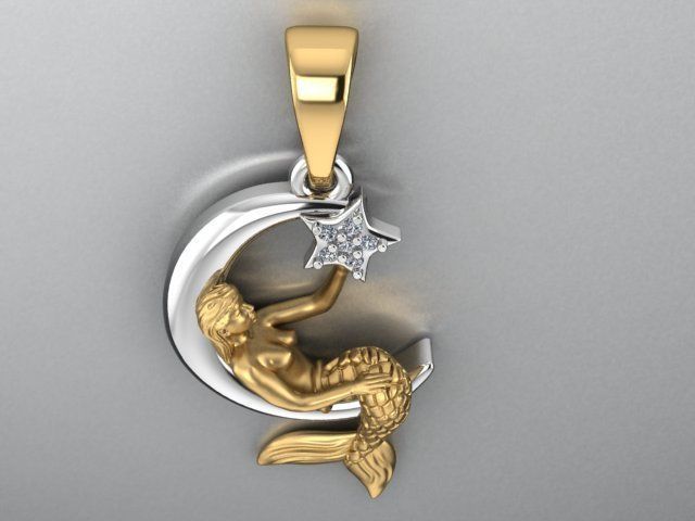 Mermaid earrings and pendants 3D print model_18