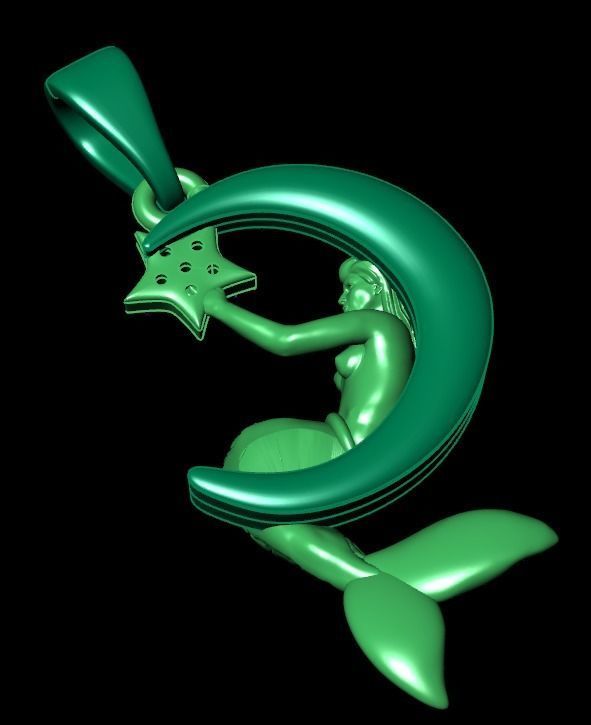Mermaid earrings and pendants 3D print model_10