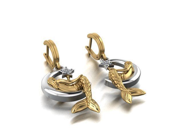 Mermaid earrings and pendants 3D print model_4