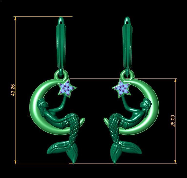 Mermaid earrings and pendants 3D print model_12