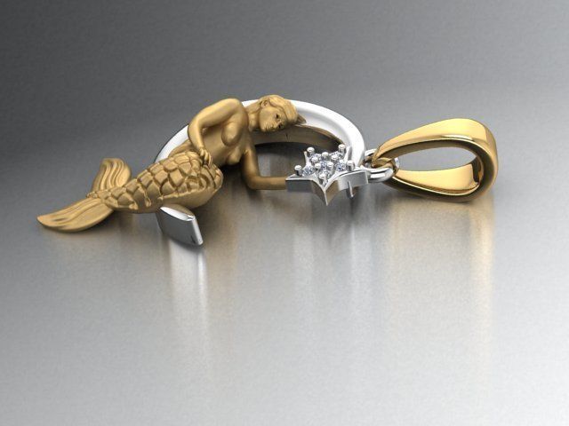 Mermaid earrings and pendants 3D print model_17