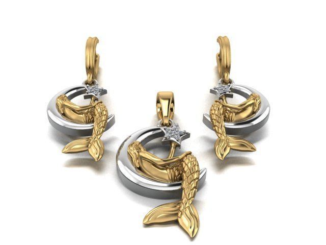 Mermaid earrings and pendants 3D print model_7