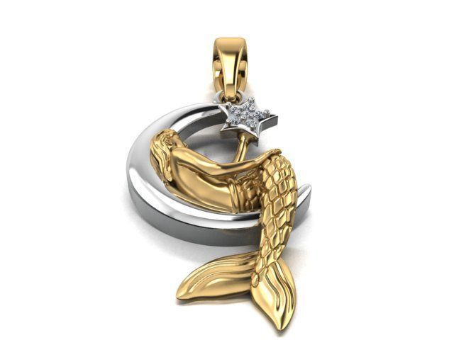 Mermaid earrings and pendants 3D print model_11