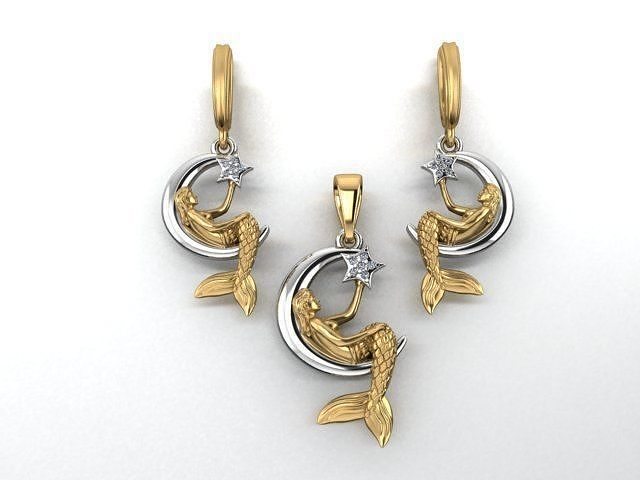 Mermaid earrings and pendants 3D print model