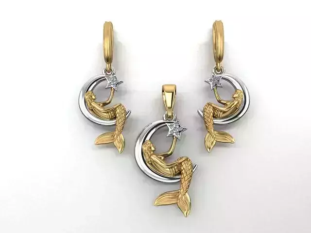 Mermaid earrings and pendants 3D print model