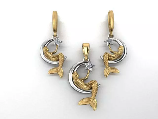 Mermaid earrings and pendants 3D print model_0