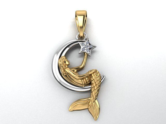 Mermaid earrings and pendants 3D print model_9