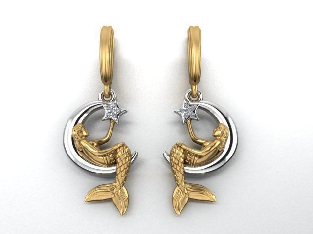 Mermaid earrings and pendants 3D print model_3