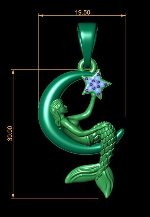 Mermaid earrings and pendants 3D print model_8