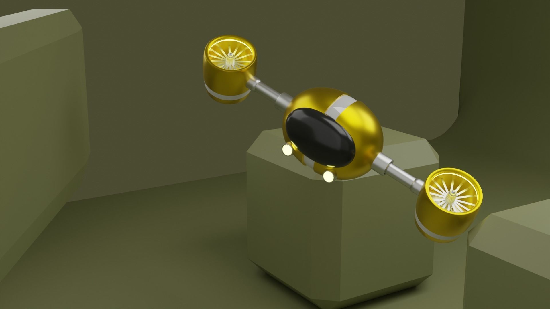 Aviated Robot - Golden Version 3D model_7