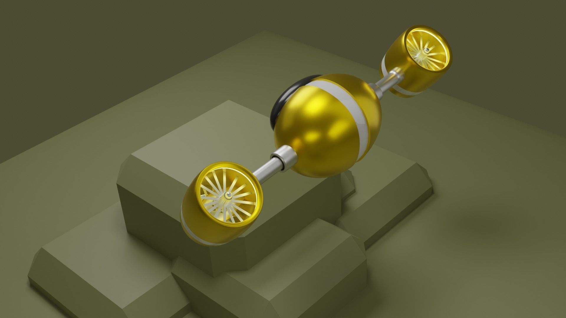 Aviated Robot - Golden Version 3D model_12