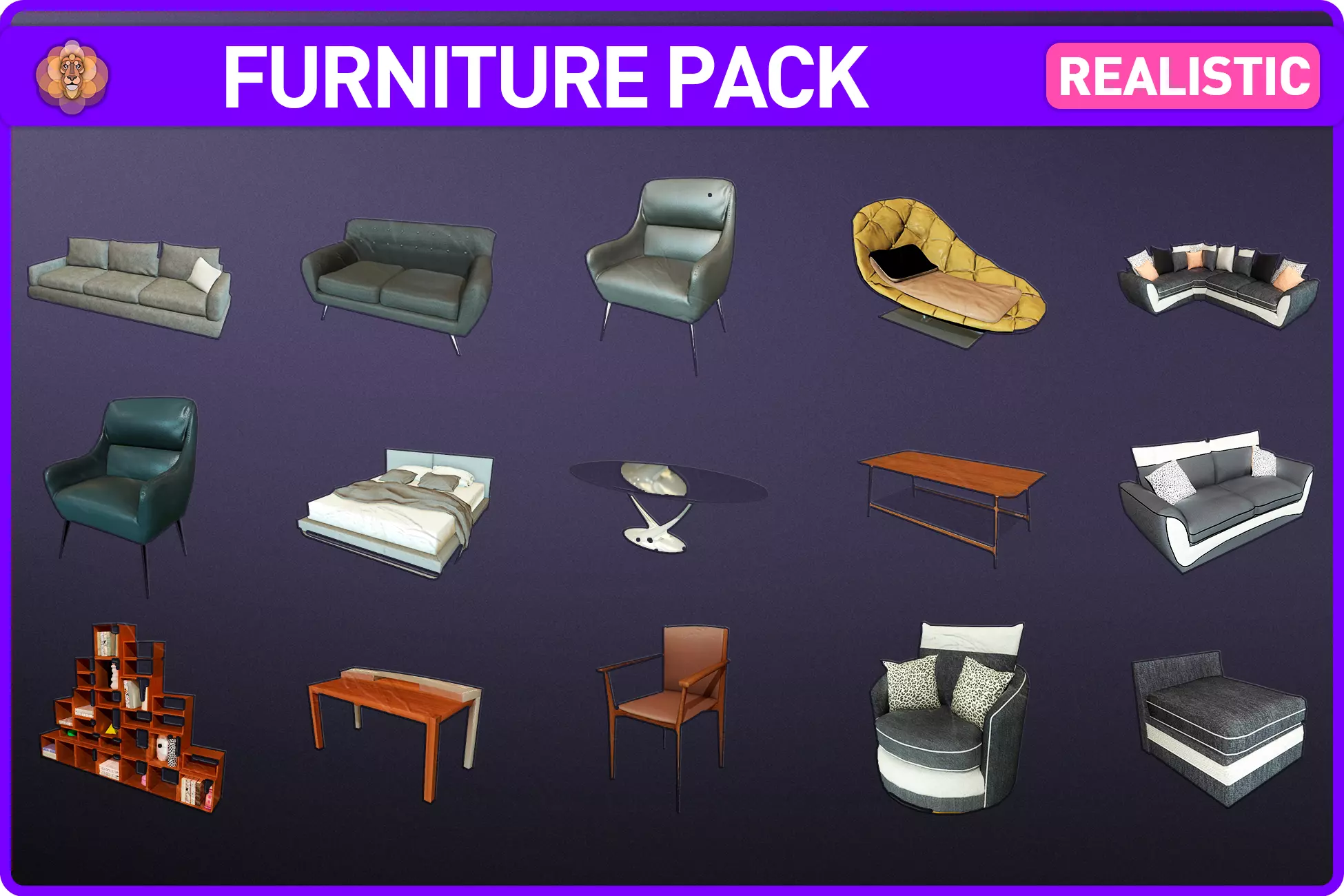 Modern Furniture Pack Low-poly 3D model