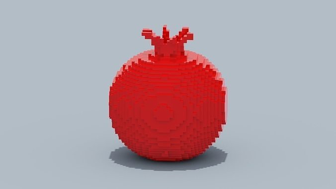 Voxel Pomegranate Low-poly 3D model