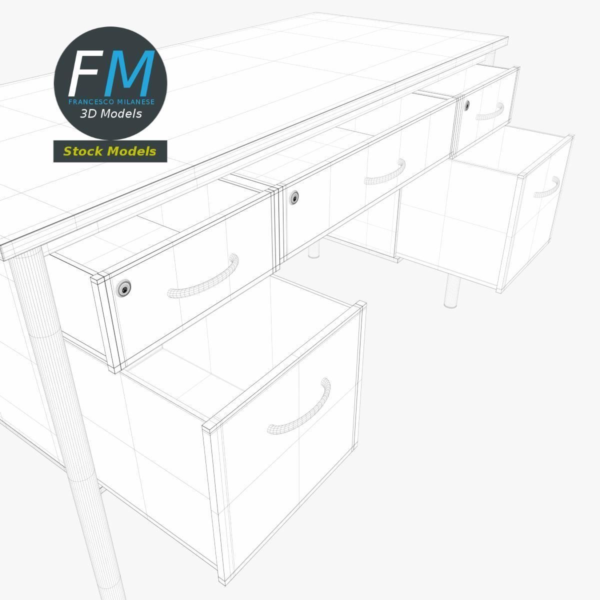 Teacher desk 2 3D model_8