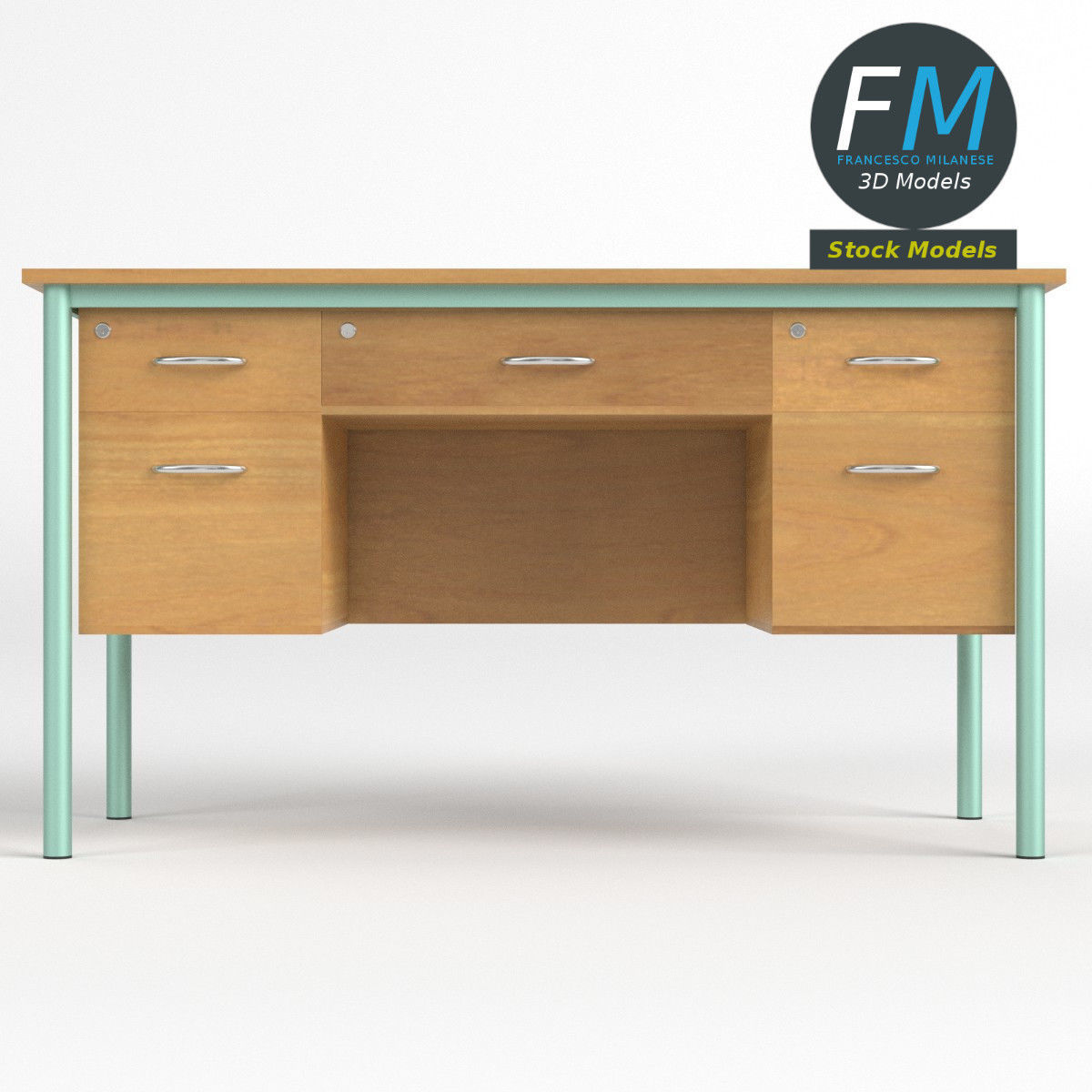 Teacher desk 2 3D model_3