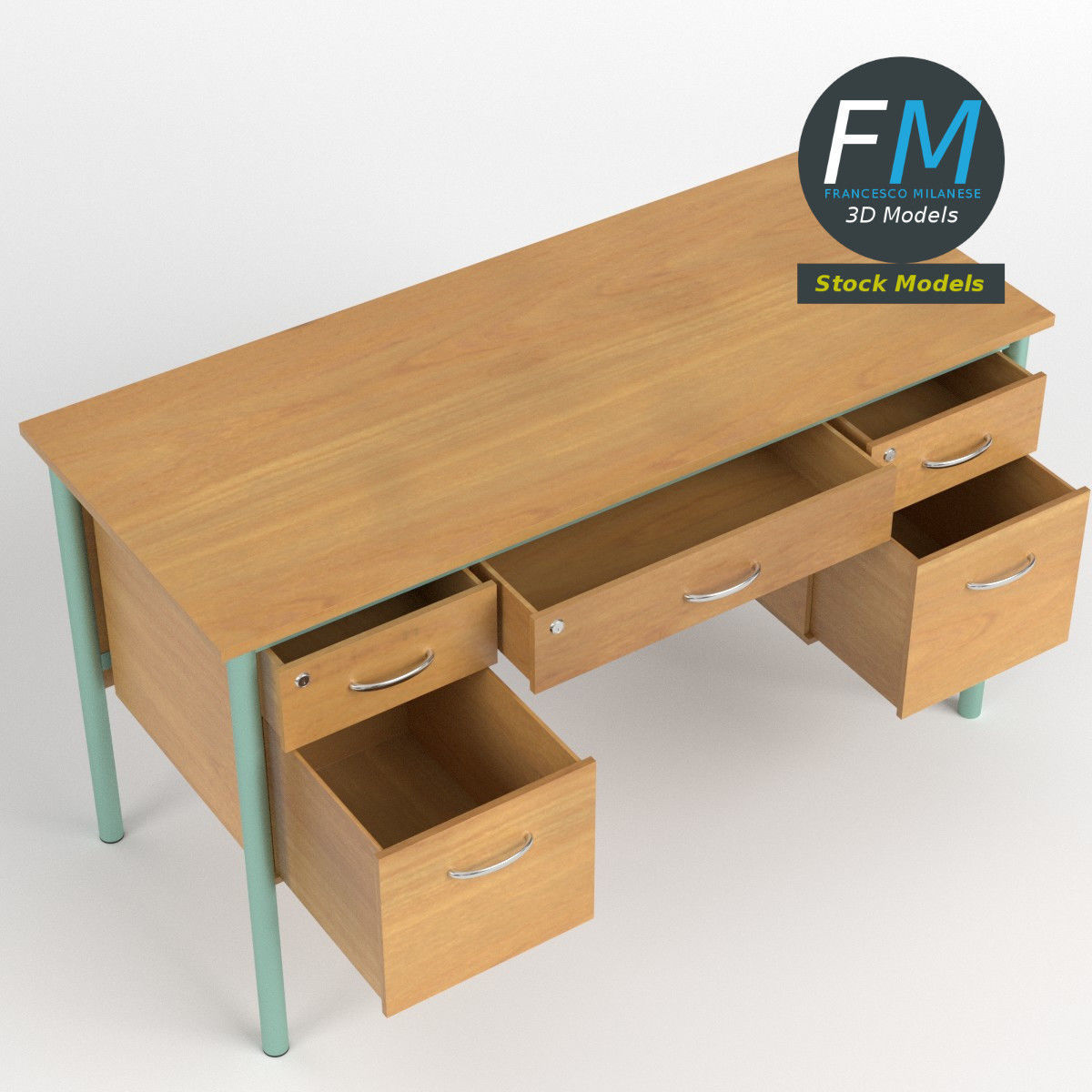Teacher desk 2 3D model_6