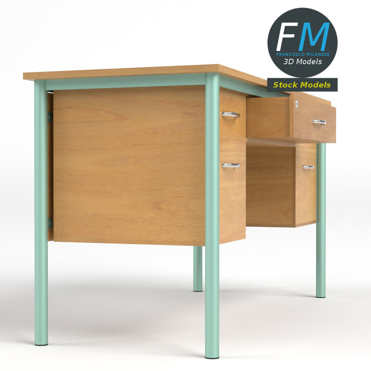 Teacher desk 2 3D model_4