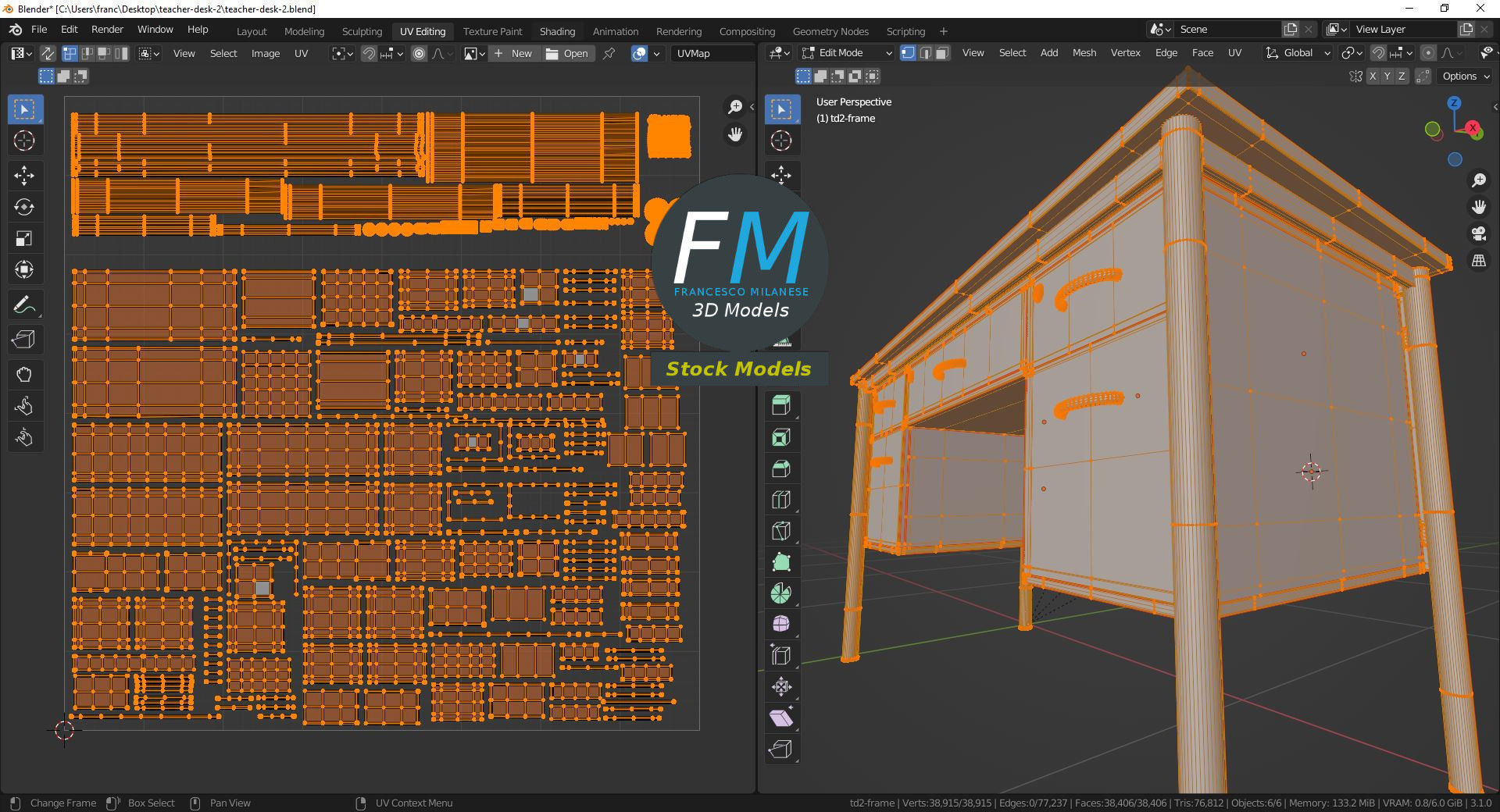 Teacher desk 2 3D model_10