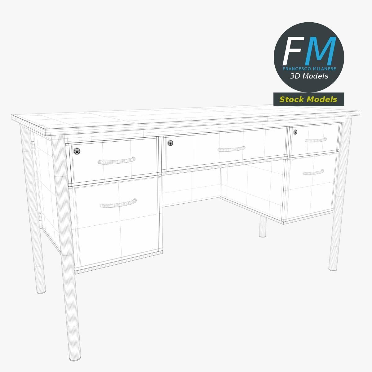 Teacher desk 2 3D model_7
