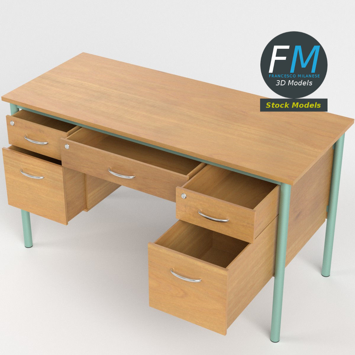 Teacher desk 2 3D model_2