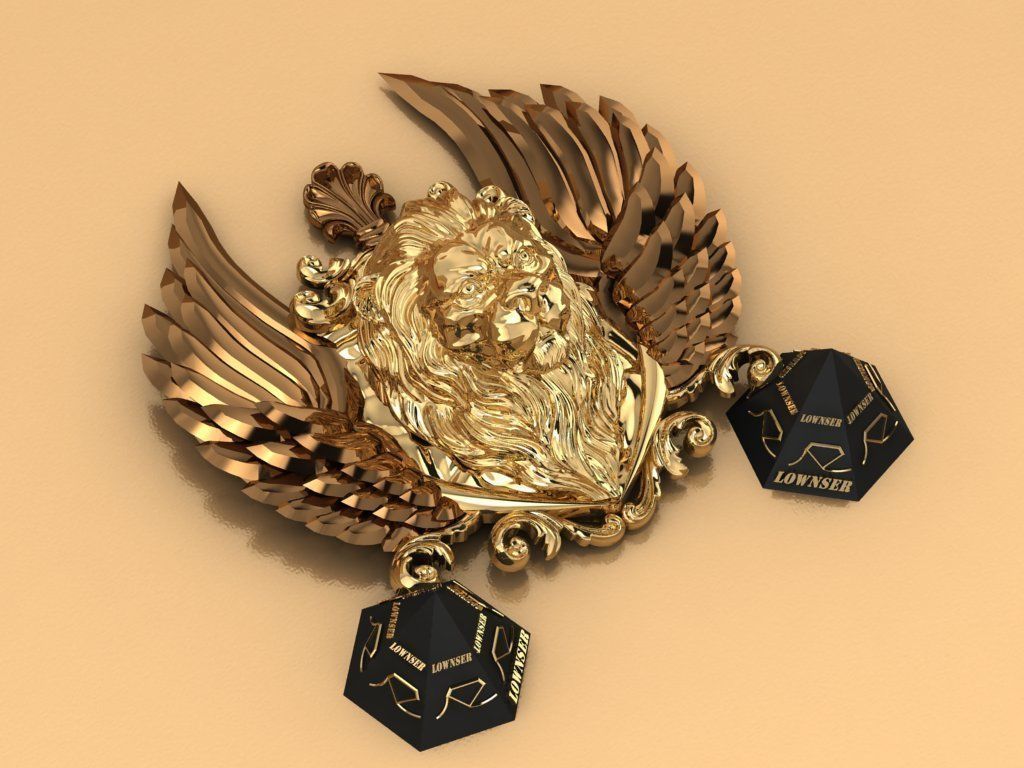 Winged LION pendant 3D print model_21
