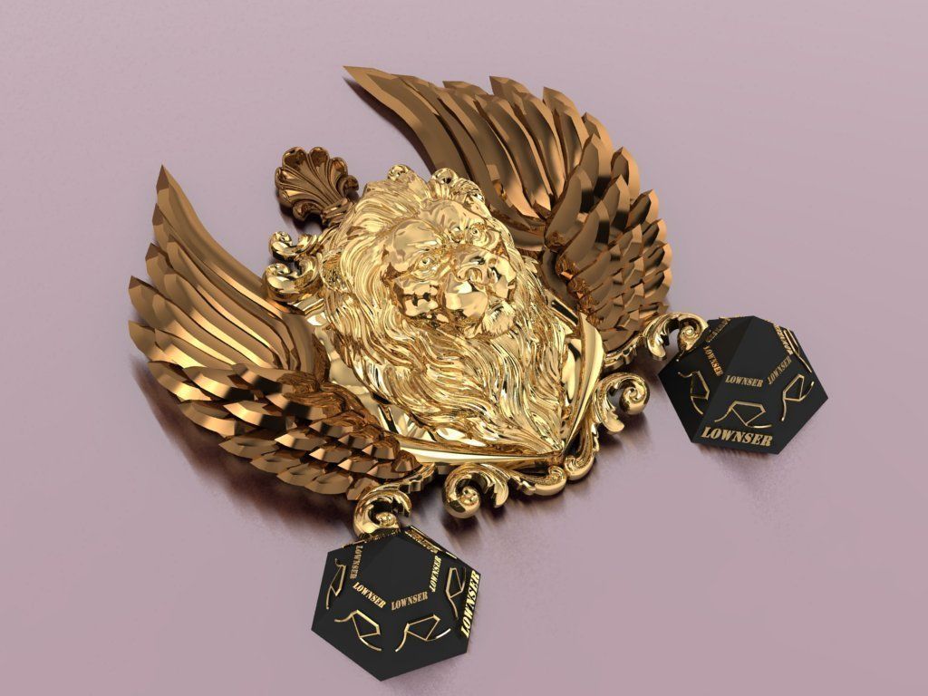 Winged LION pendant 3D print model_10