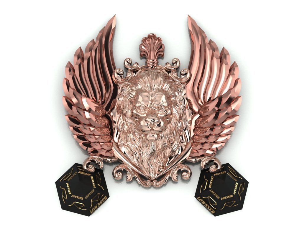 Winged LION pendant 3D print model_3