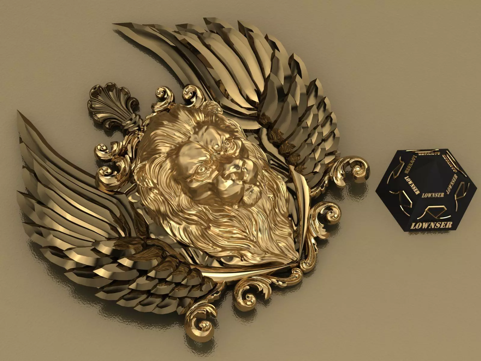 Winged LION pendant 3D print model_0