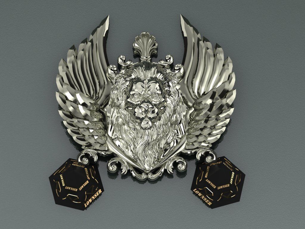Winged LION pendant 3D print model_2