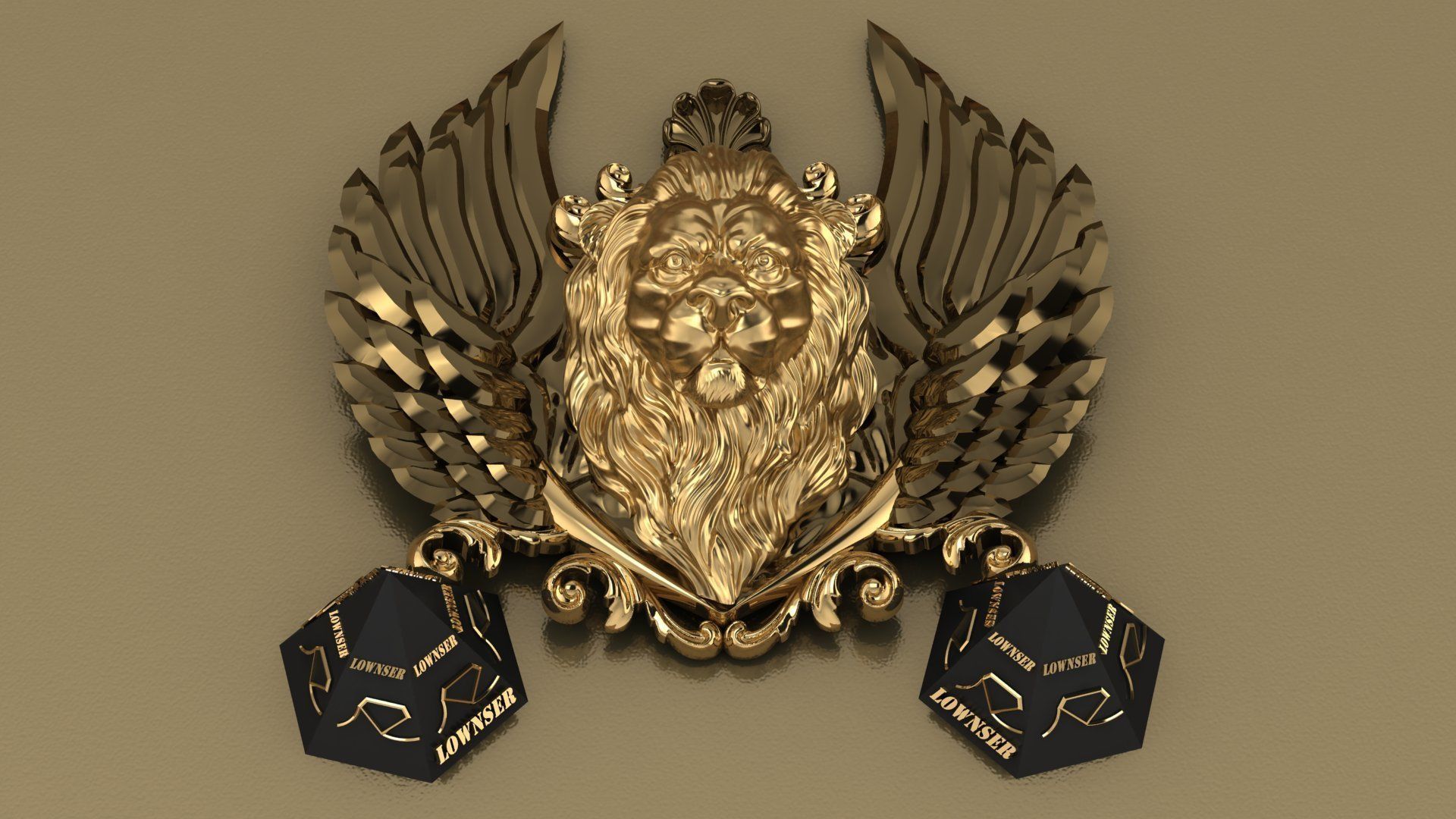 Winged LION pendant 3D print model_1