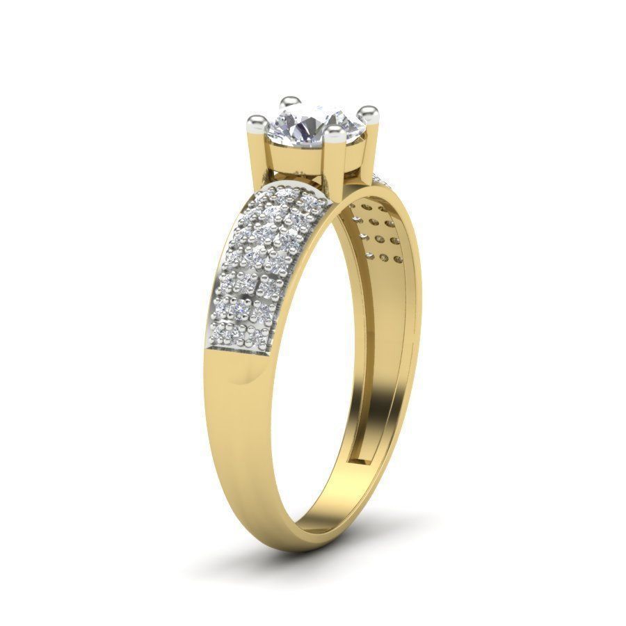 PR-100 diamond engagement ring gold 3D print model_10