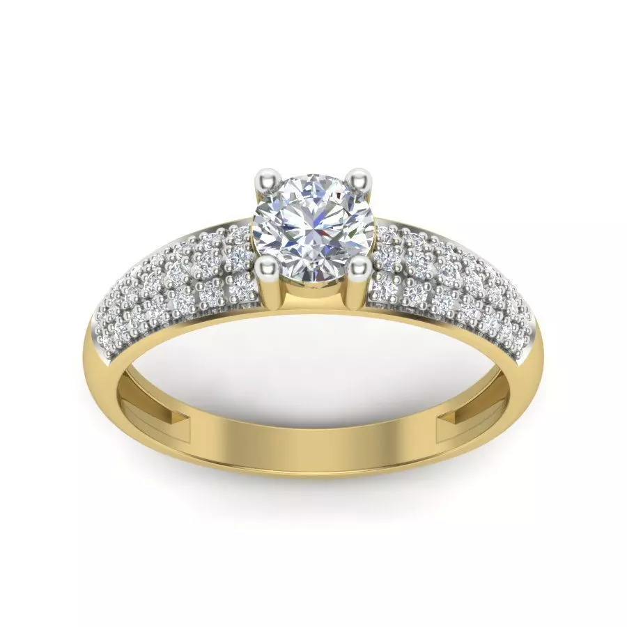 PR-100 diamond engagement ring gold 3D print model_0