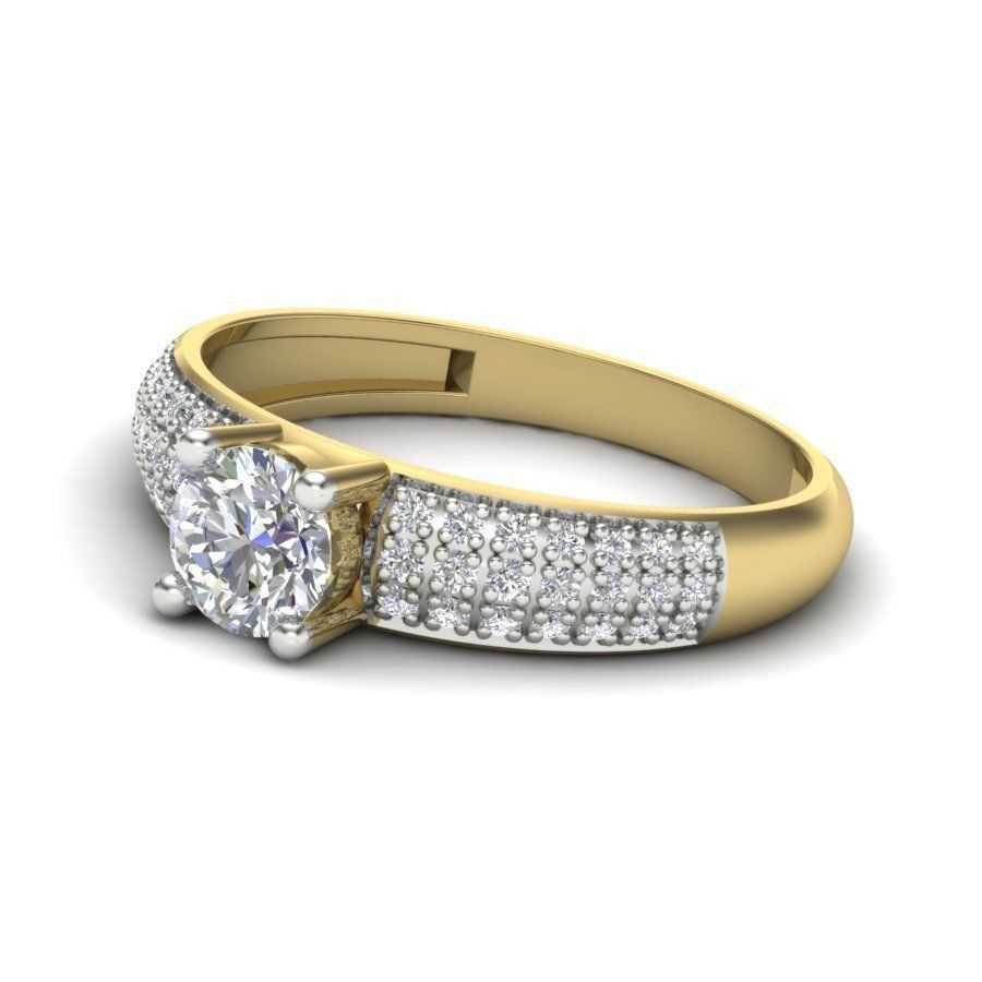 PR-100 diamond engagement ring gold 3D print model_9
