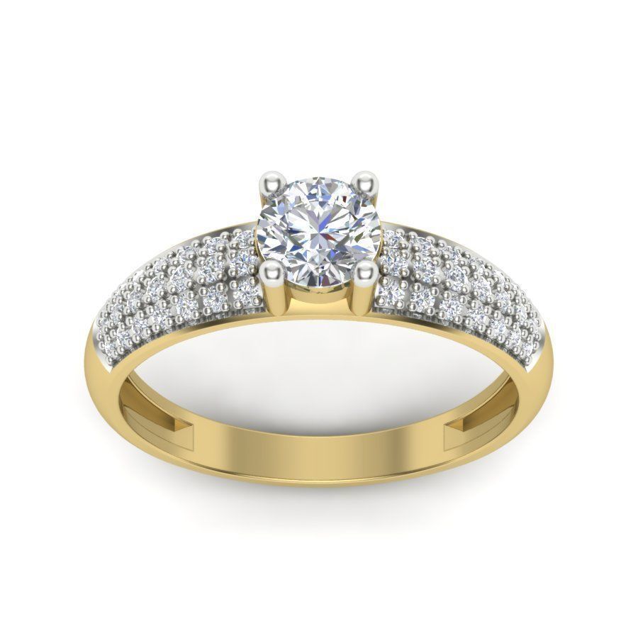 PR-100 diamond engagement ring gold 3D print model_8