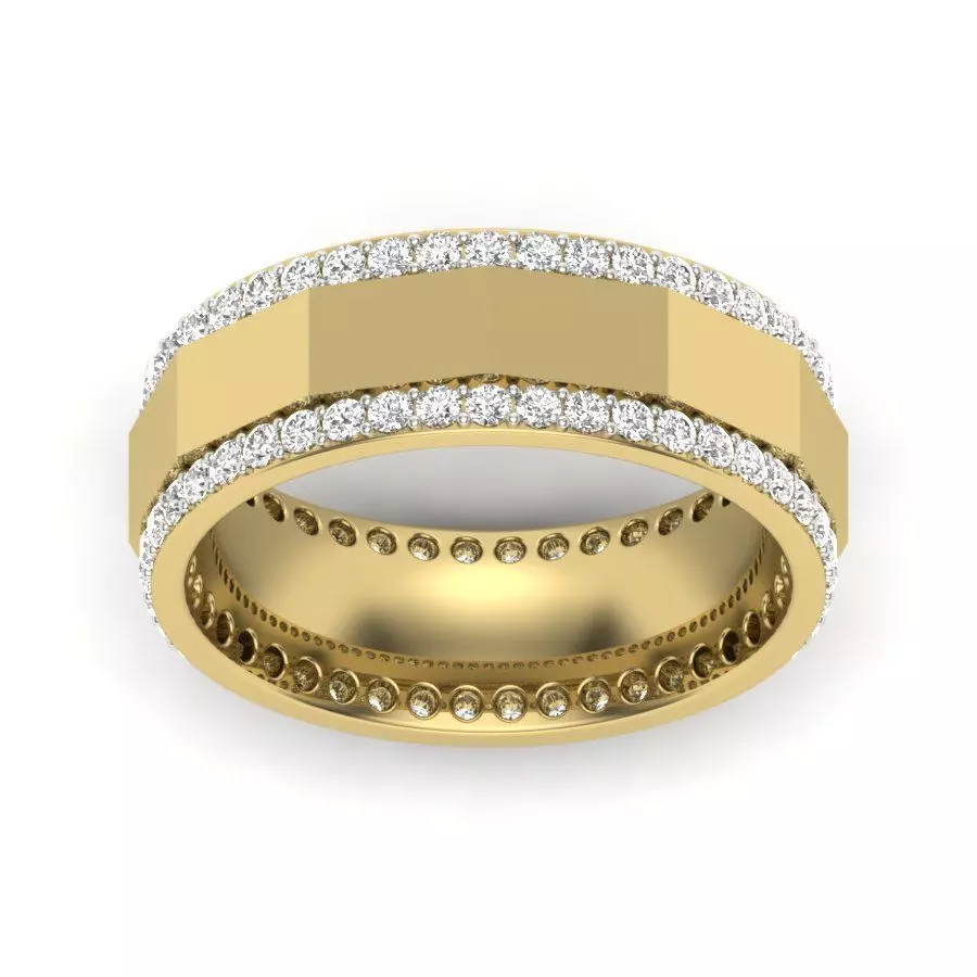 ring 3dm Render details gold wedding band with diamonds 3D print model_0