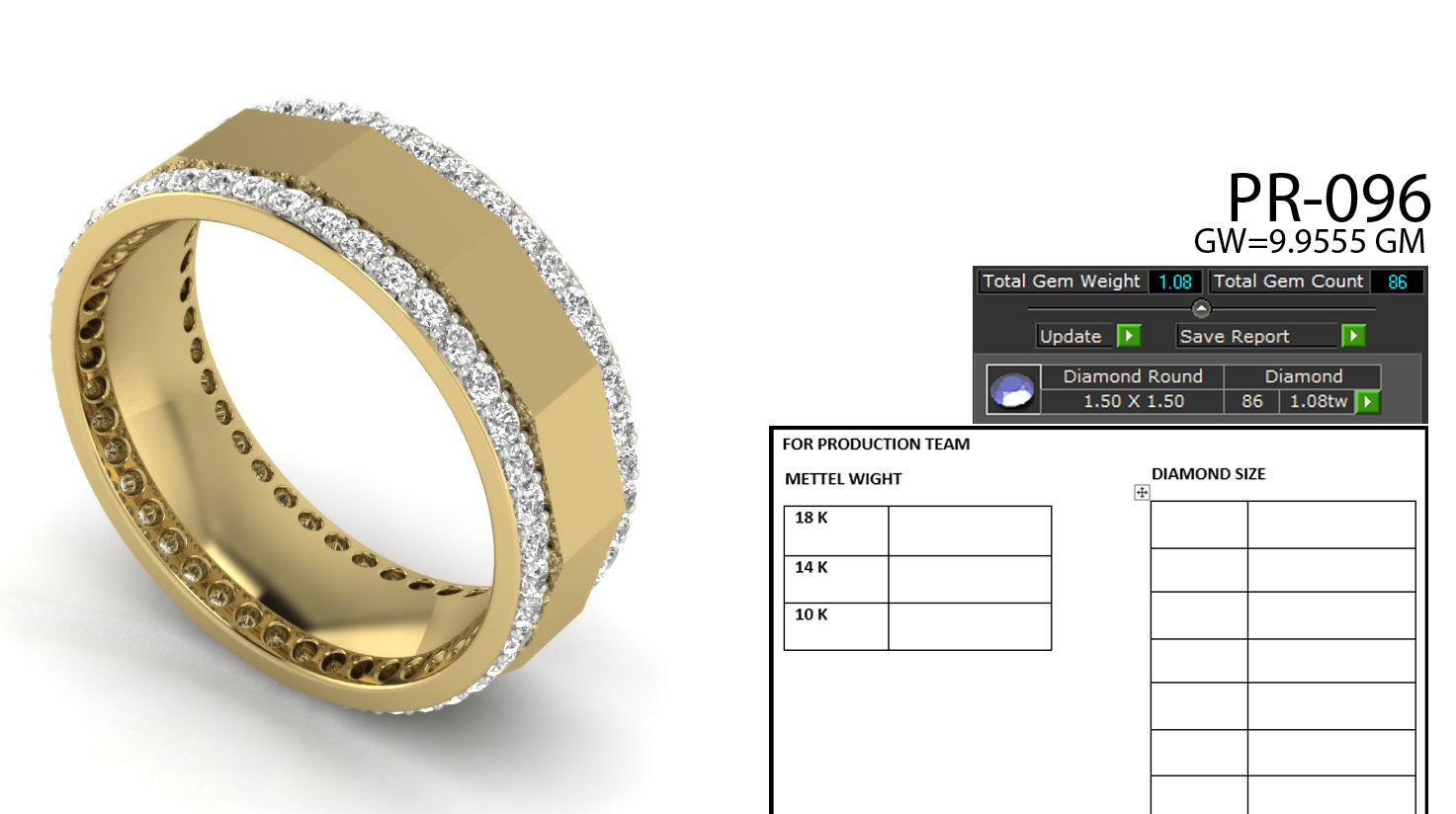 ring 3dm Render details gold wedding band with diamonds 3D print model_5