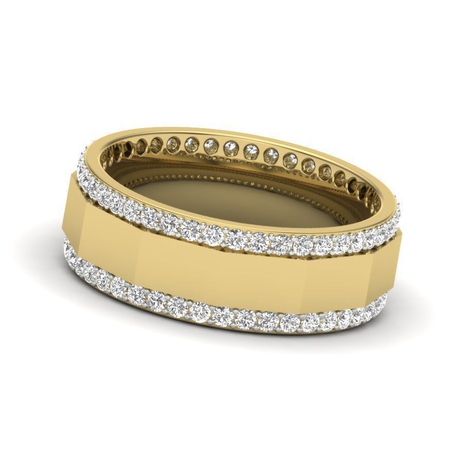ring 3dm Render details gold wedding band with diamonds 3D print model_3