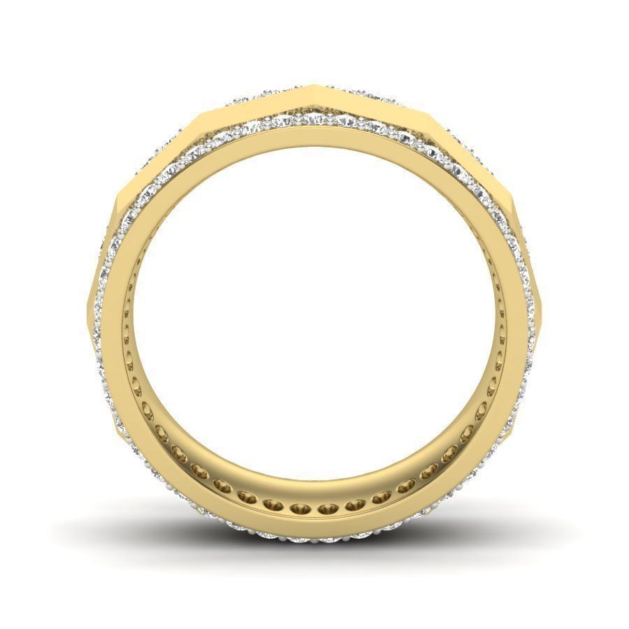 ring 3dm Render details gold wedding band with diamonds 3D print model_1
