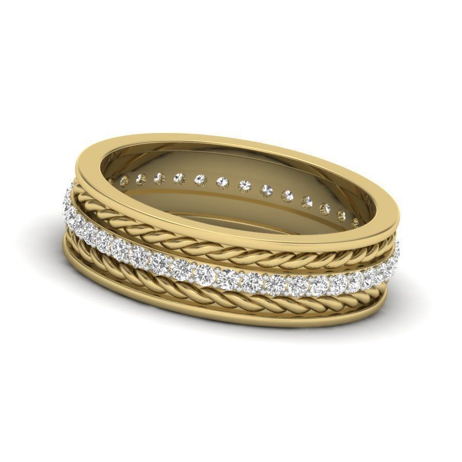 Band 3dm Render details braided gold wedding with diamonds 3D model 3D ...
